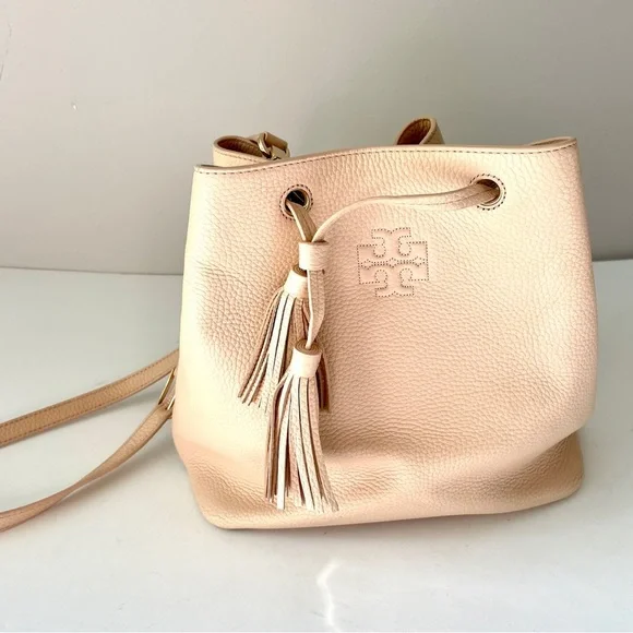 Tory Burch Light Nude Pink Bucket Bag Crossbody Purse - Picture 15 of 16